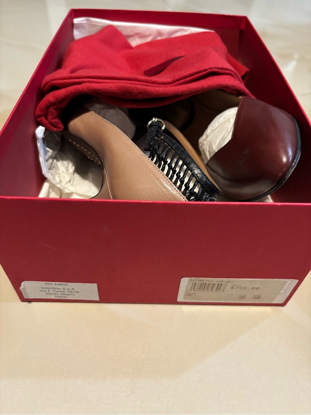 Valentino Two-Tone Brown and Beige Leather Heels
